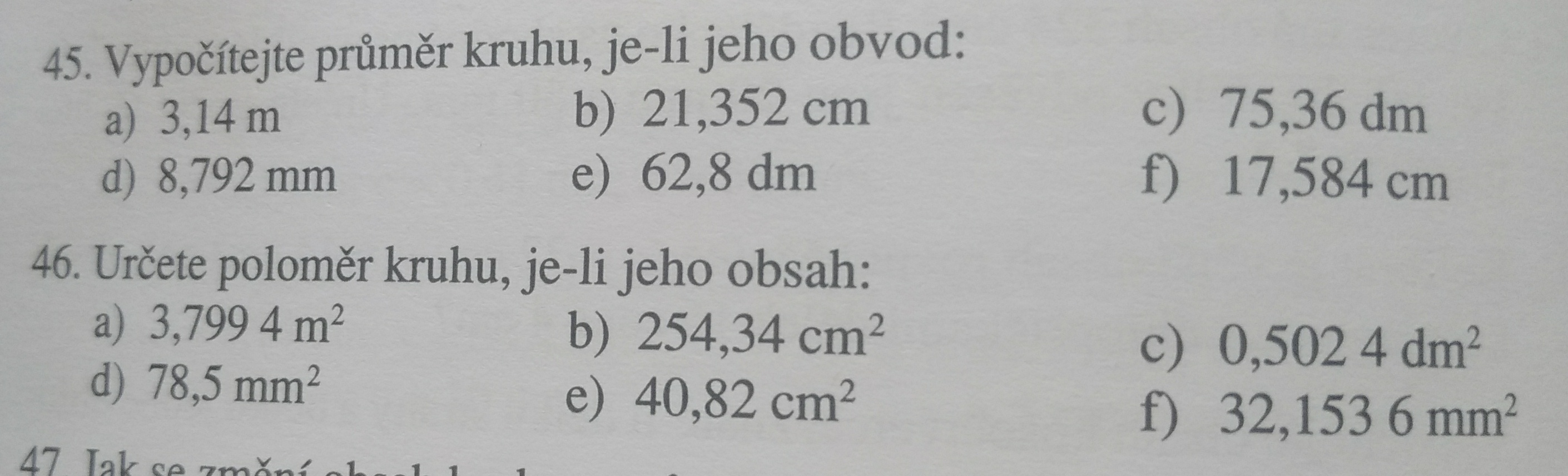 Kruh, kružnice - poloměr